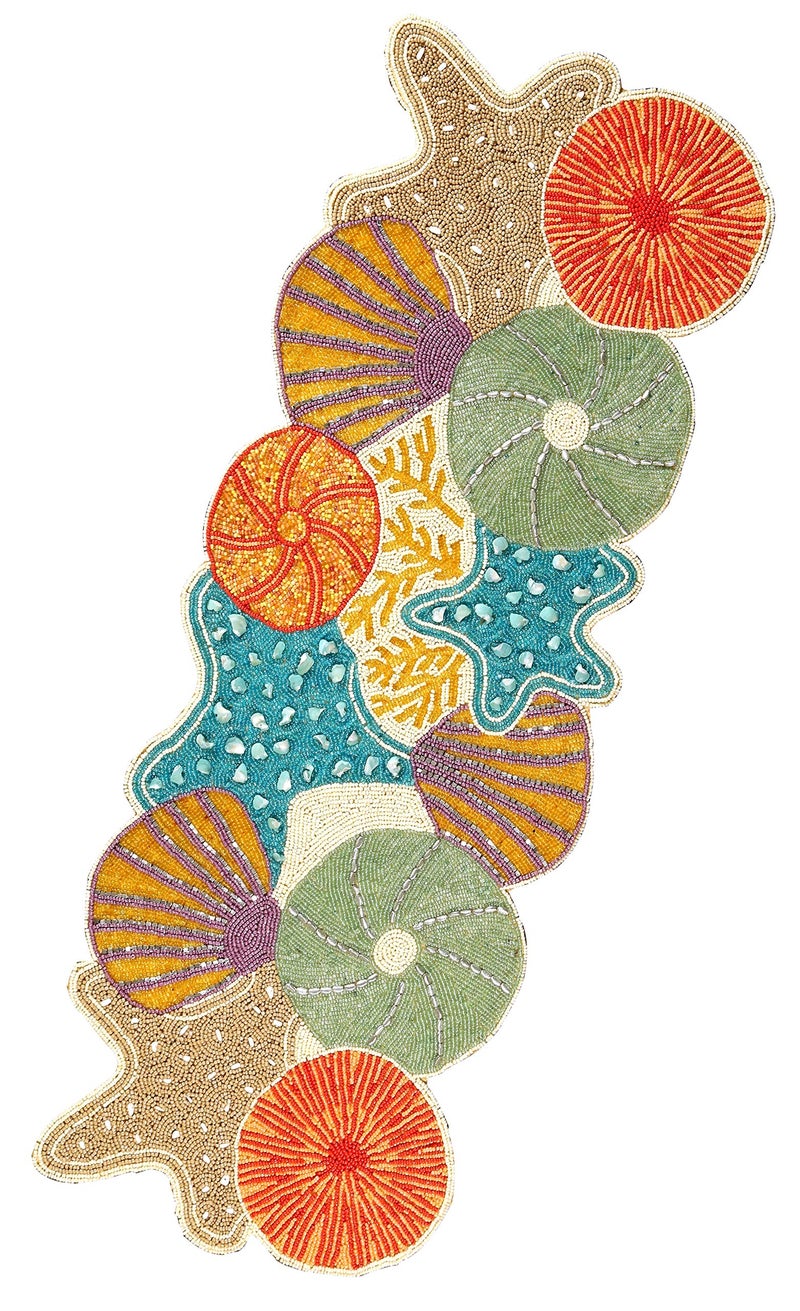 Light & Pro Lightnpro Seashell Hand Beaded Needlework Decorative Orange Blue Table Runner for Christmas Easter Fall Harvest Halloween Thanksgiving - A Beautiful Complement to Your Table DÃ©cor - 13x36 Inch - Image 3